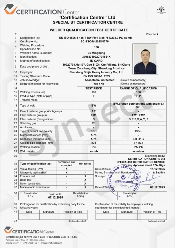 International Welder Certification