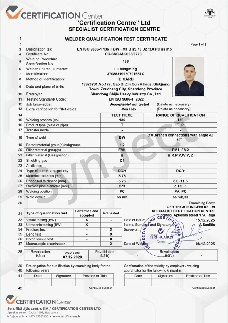 International Welder Certification