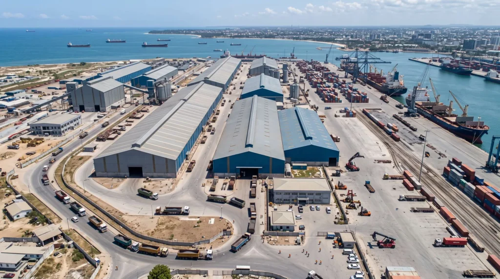 75,000 sqm Long-Span Port Transit Bulk Warehouse in Tanzania: Marine Anti-Corrosion and High-Throughput Logistics