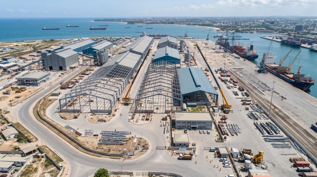 75,000 sqm Long-Span Port Transit Bulk Warehouse in Tanzania: Marine Anti-Corrosion and High-Throughput Logistics