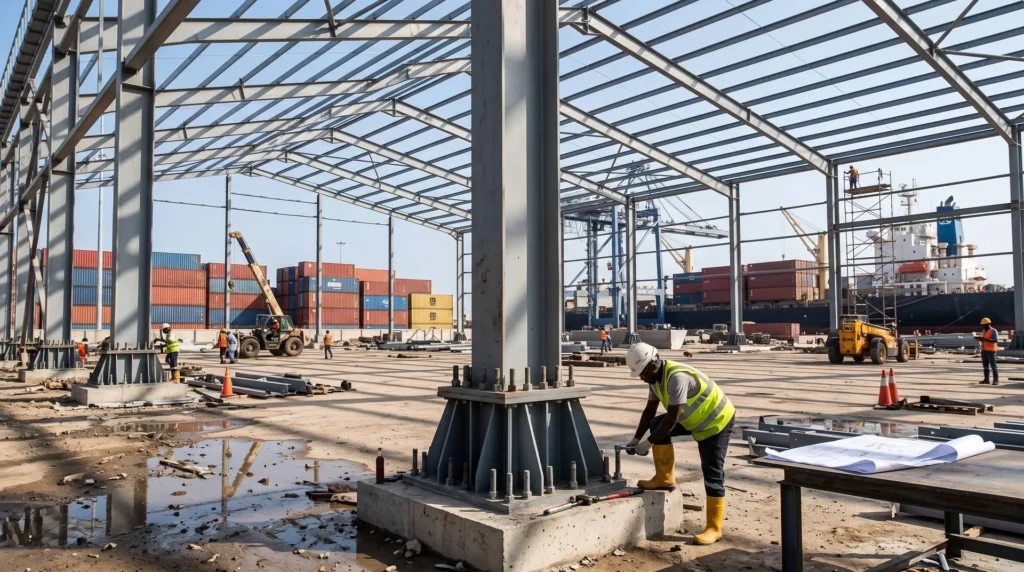 75,000 sqm Long-Span Port Transit Bulk Warehouse in Tanzania: Marine Anti-Corrosion and High-Throughput Logistics