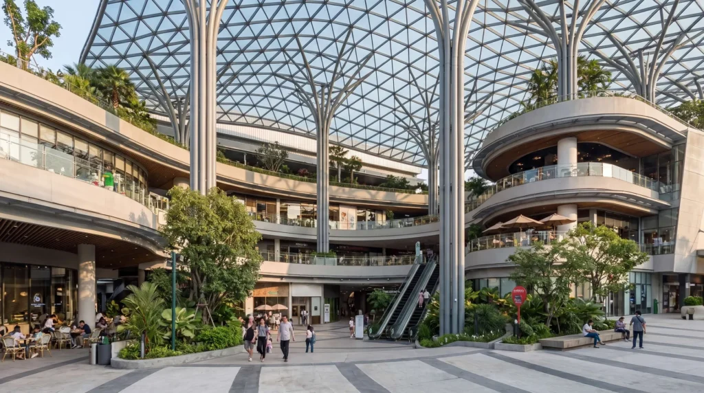 28,000 sqm Freeform Architectural Steel Atrium Canopy in Thailand: Parametric Tree-Column Engineering and Zero-Tolerance Glass Integration