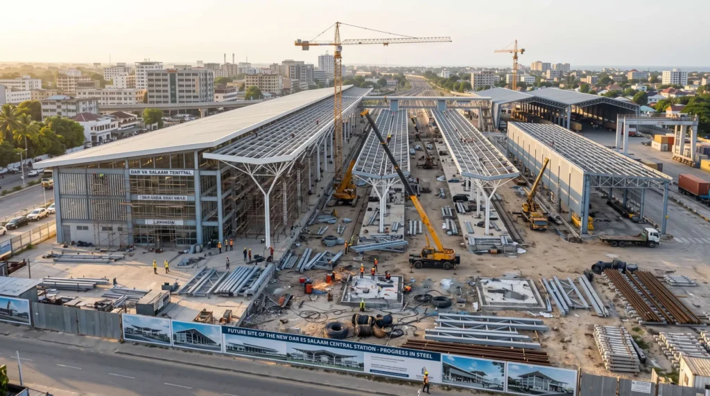 42,000 sqm SGR Urban Rail Terminal and Freight Logistics Hub in Dar es Salaam: Heavy-Duty Space Frames, Tropical Monsoon Durability, and 100% Bolted Field Assembly