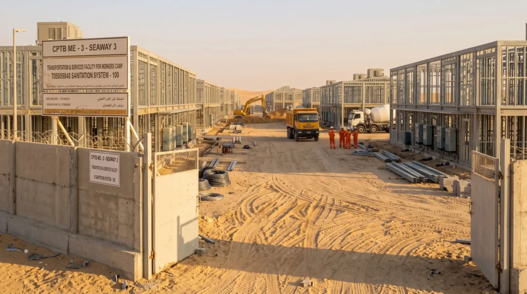60,000 sqm Vanguard Modular Remote Workforce Camp in Saudi Arabia: Aramco-Standard Sandstorm Airtightness, +55°C Thermal Isolation, and Fast-Track Mobilization Handover