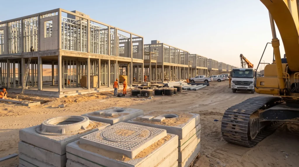 60,000 sqm Vanguard Modular Remote Workforce Camp in Saudi Arabia: Aramco-Standard Sandstorm Airtightness, +55°C Thermal Isolation, and Fast-Track Mobilization Handover