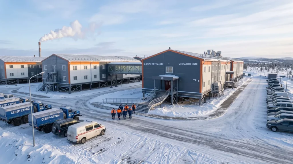22,000 sqm Modular Steel Administrative Hub in Sub-Arctic Russia: Permafrost Foundation Stilts, Heated Skybridge Network, and -50°C Turnkey Handover