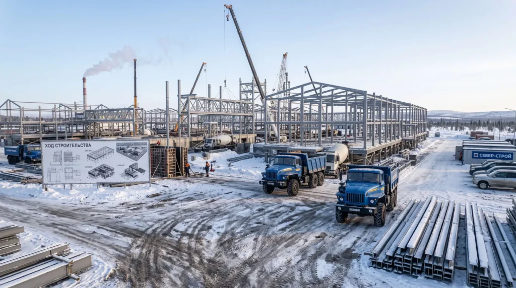 22,000 sqm Modular Steel Administrative Hub in Sub-Arctic Russia: Permafrost Foundation Stilts, Heated Skybridge Network, and -50°C Turnkey Handover