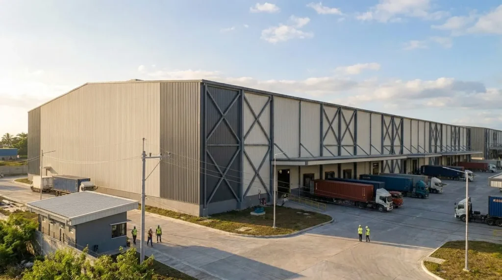 58,000 sqm Category-5 Typhoon-Resistant Logistics Hub in the Philippines: 280 km/h Wind-Uplift Engineering and Zero-Leakage Monsoon Proofing