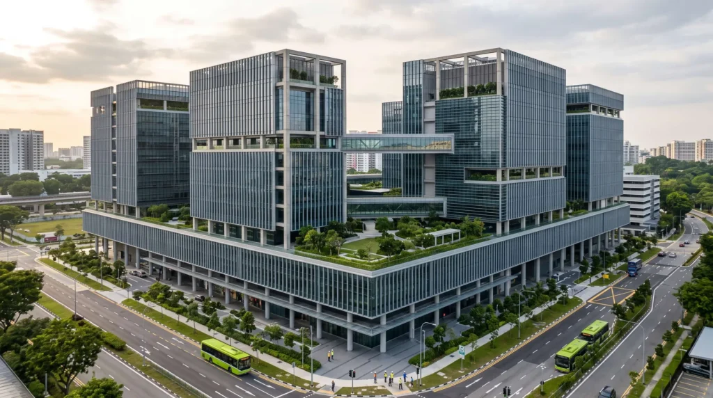 120,000 sqm Multi-Tower High-Rise Commercial Hub in Singapore: Sub-Millimeter Core Alignment & Skybridge Precision Under Strict BCA Standards