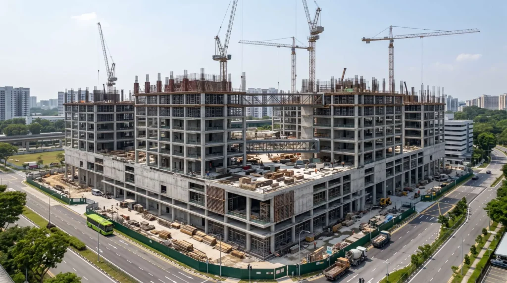 120,000 sqm Multi-Tower High-Rise Commercial Hub in Singapore: Sub-Millimeter Core Alignment & Skybridge Precision Under Strict BCA Standards