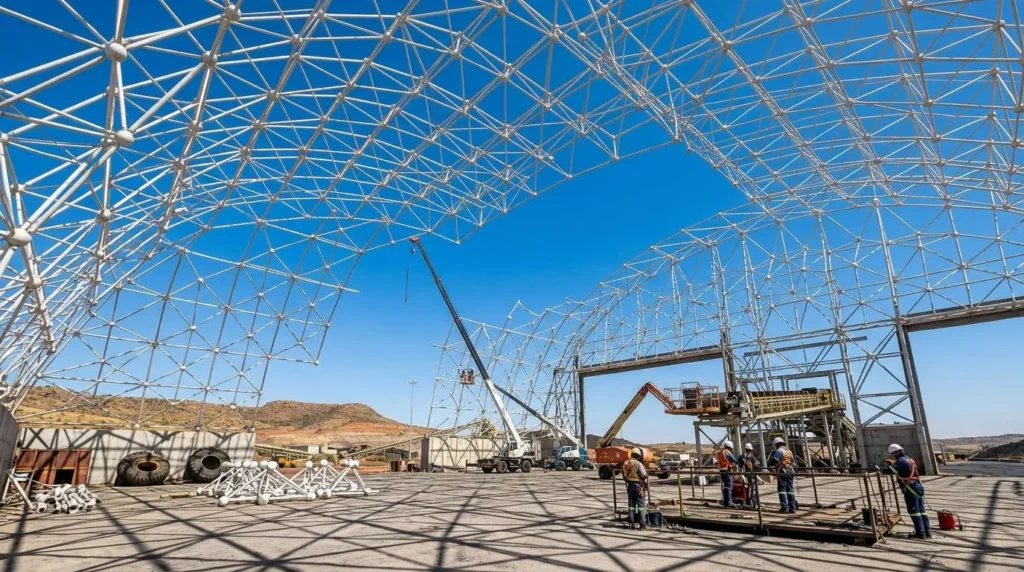 160-Meter Clear Span Environmental Coal Shed Space Frame: Dust Control and Rapid Assembly