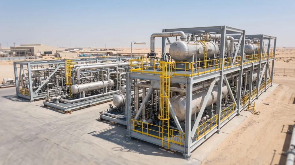 High-Precision Modular Process Skids & Heavy Skid Structural Frames for Mega Gas Processing Facility in Abu Dhabi, UAE