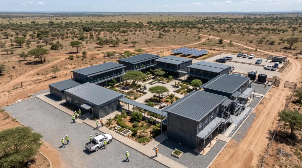 3,500 sqm Remote Modular Office Complex in Tanzania: Off-Grid Sustainability and Standardized Assembly