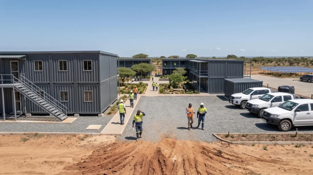 3,500 sqm Remote Modular Office Complex in Tanzania: Off-Grid Sustainability and Standardized Assembly