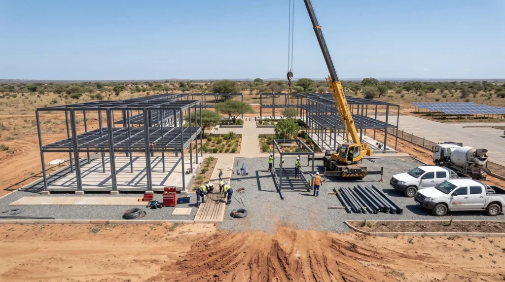 3,500 sqm Remote Modular Office Complex in Tanzania: Off-Grid Sustainability and Standardized Assembly