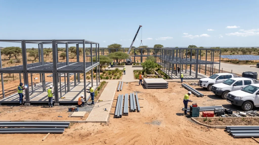 3,500 sqm Remote Modular Office Complex in Tanzania: Off-Grid Sustainability and Standardized Assembly