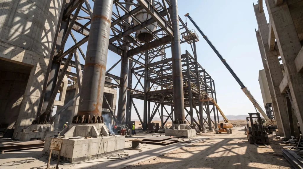 125-Meter Heavy Steel Preheater Tower for Iraq Cement Plant: Extreme Rigidity and Weld-Free Desert Assembly