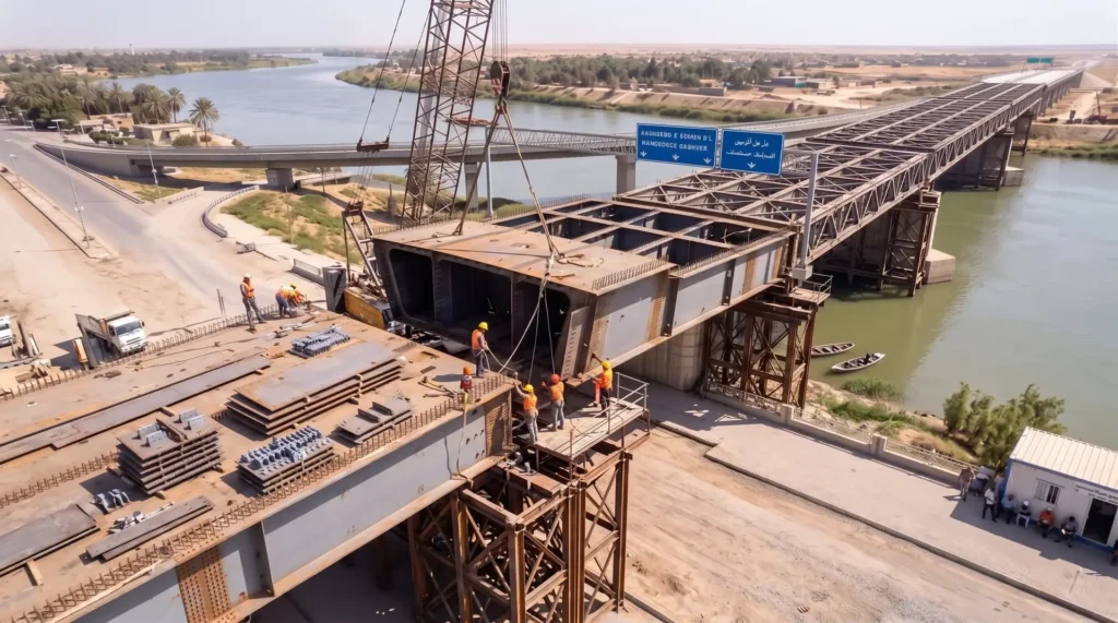1,280m Continuous Steel Box Girder Highway Bridge in Iraq: Navigating River Currents, Live Traffic, and Sub-Millimeter Splice Precision