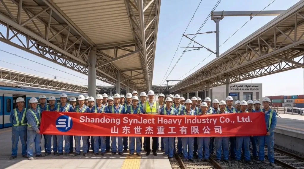 68,000 sqm Multi-Span Modular Structural Steel Platform Canopies for Intermodal Railway Transit Hub in Egypt