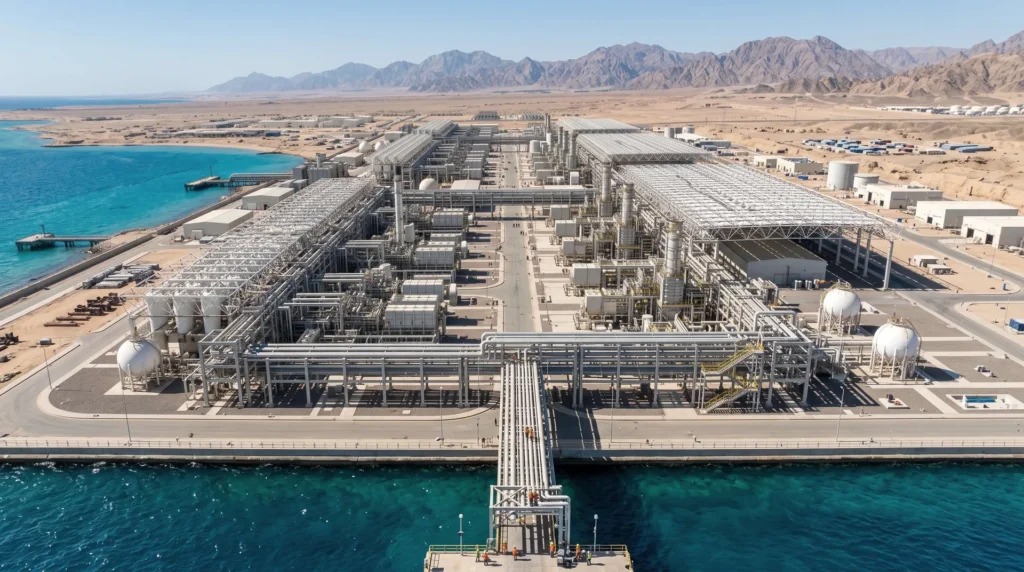 95,000 sqm Desalination Plant Space Frame in Saudi Arabia: Marine C5-M Corrosion Resistance and Large-Span Equipment Shading