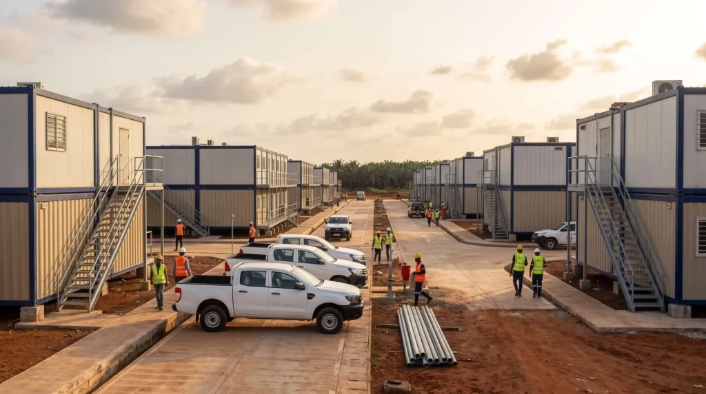 35,000 sqm Modular Flat-Pack Container City in Nigeria: 4-in-1 Ocean Freight Optimization, Tropical Ground-Moisture Isolation, and Rapid Turnkey Mobilization