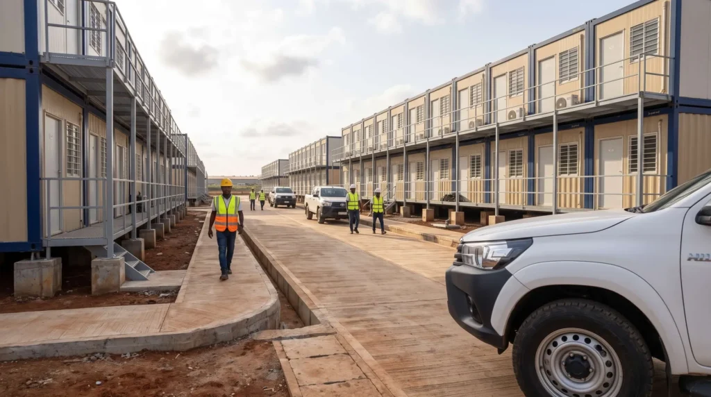 35,000 sqm Modular Flat-Pack Container City in Nigeria: 4-in-1 Ocean Freight Optimization, Tropical Ground-Moisture Isolation, and Rapid Turnkey Mobilization