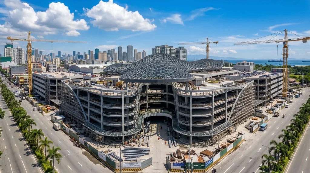 Philippines Free-Form Commercial Complex: Typhoon-Resistant Organic Steel Canopy and BIM Precision