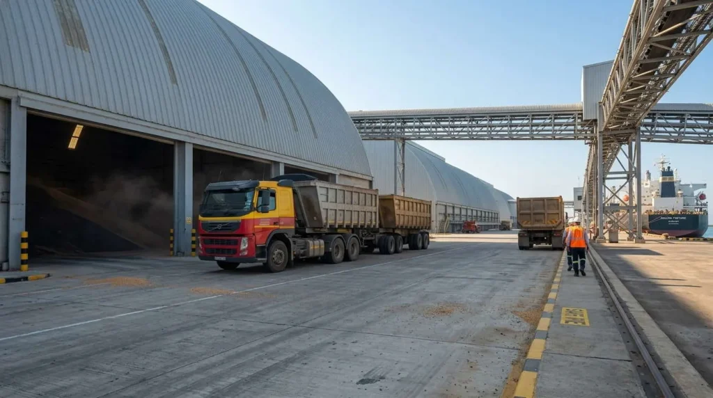 80m Clear-Span Arch Vault Bulk Sheds at Indonesian Deep-Water Port: Defying Marine Salt-Spray Corrosion and Wet-Season Demurrage Deadlines