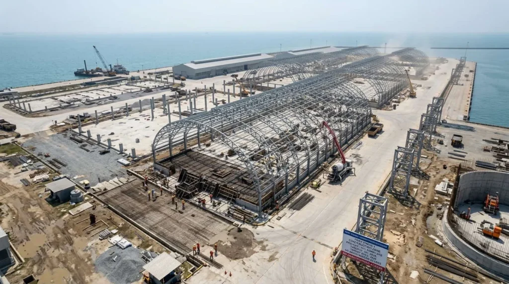 80m Clear-Span Arch Vault Bulk Sheds at Indonesian Deep-Water Port: Defying Marine Salt-Spray Corrosion and Wet-Season Demurrage Deadlines