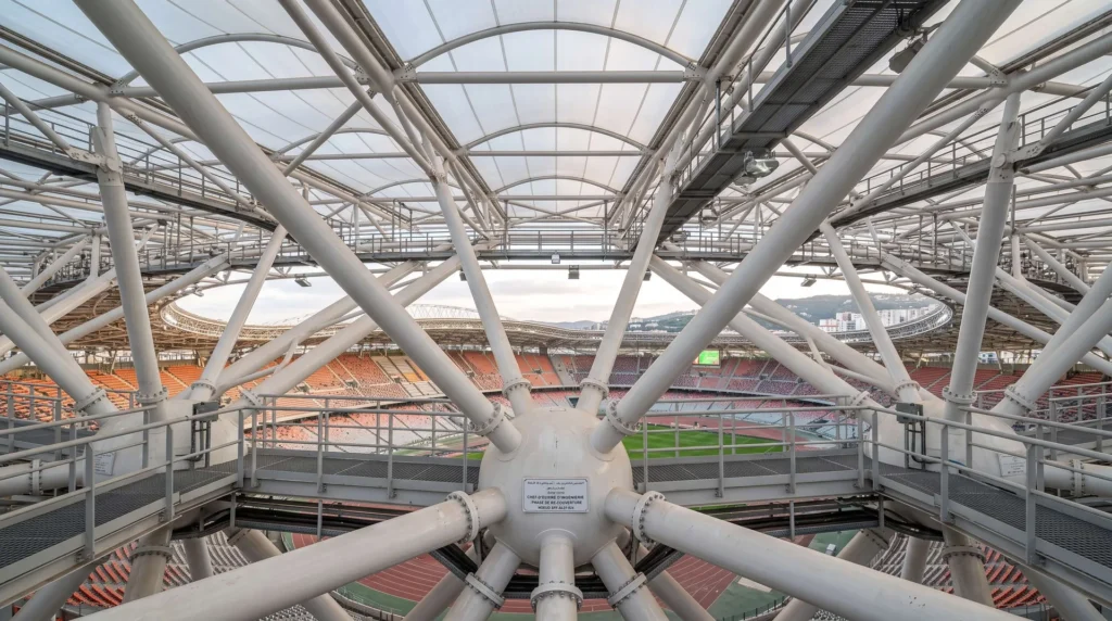 Algeria Stadium Space Frame Roof: 65,000-Seat Mega Span, Seismic Resilience, and Accelerated Delivery