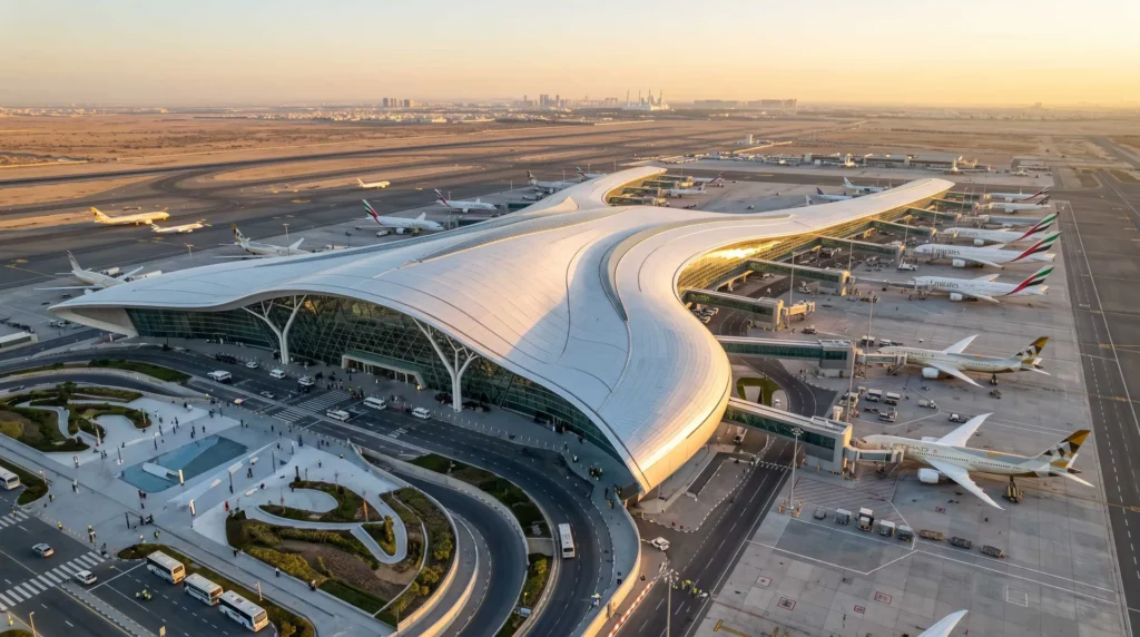 180,000 sqm Free-Form Double-Curved Roof Canopy: Engineering an Iconic Aviation Hub in the UAE