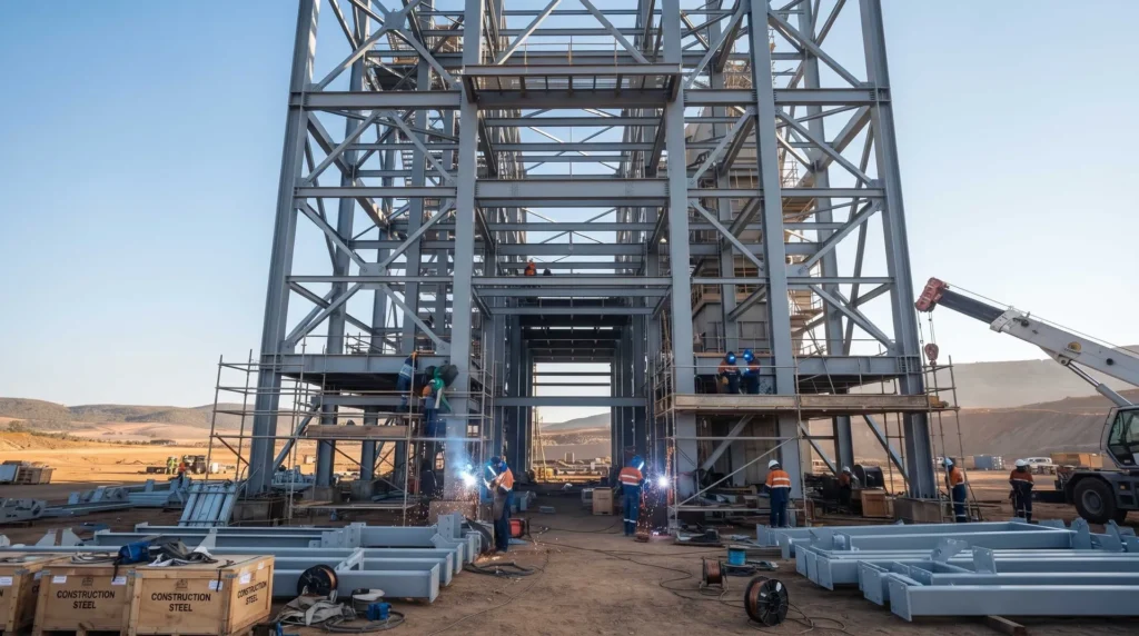 Heavy Cruciform Column Framework for Dynamic-Load Mining Facility in Tanzania