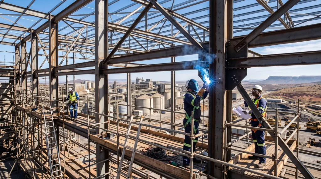 65,000 sqm Heavy Mining Processing Plant in South Africa: Extreme Rigidity, Vibration Control, and 100% Bolted Assembly